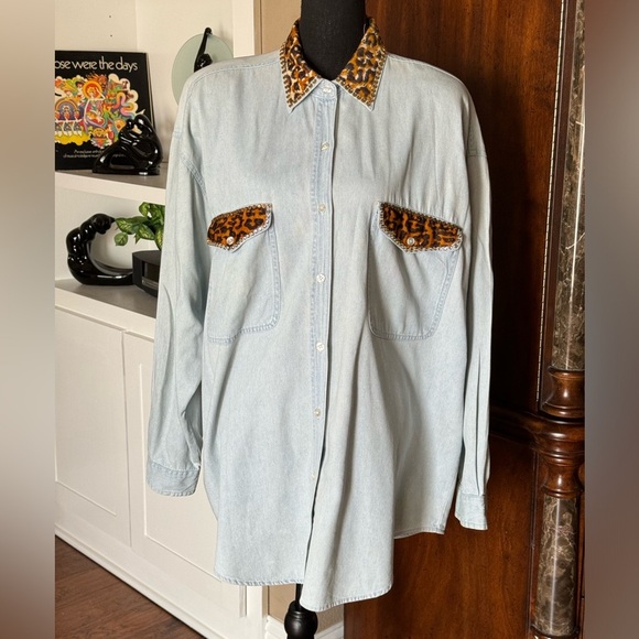 Vintage August Maxi Woman Leopard Button‎ Shirt - Picture 1 of 8